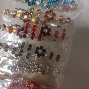 Multicolor Crystal Hair Clips Set